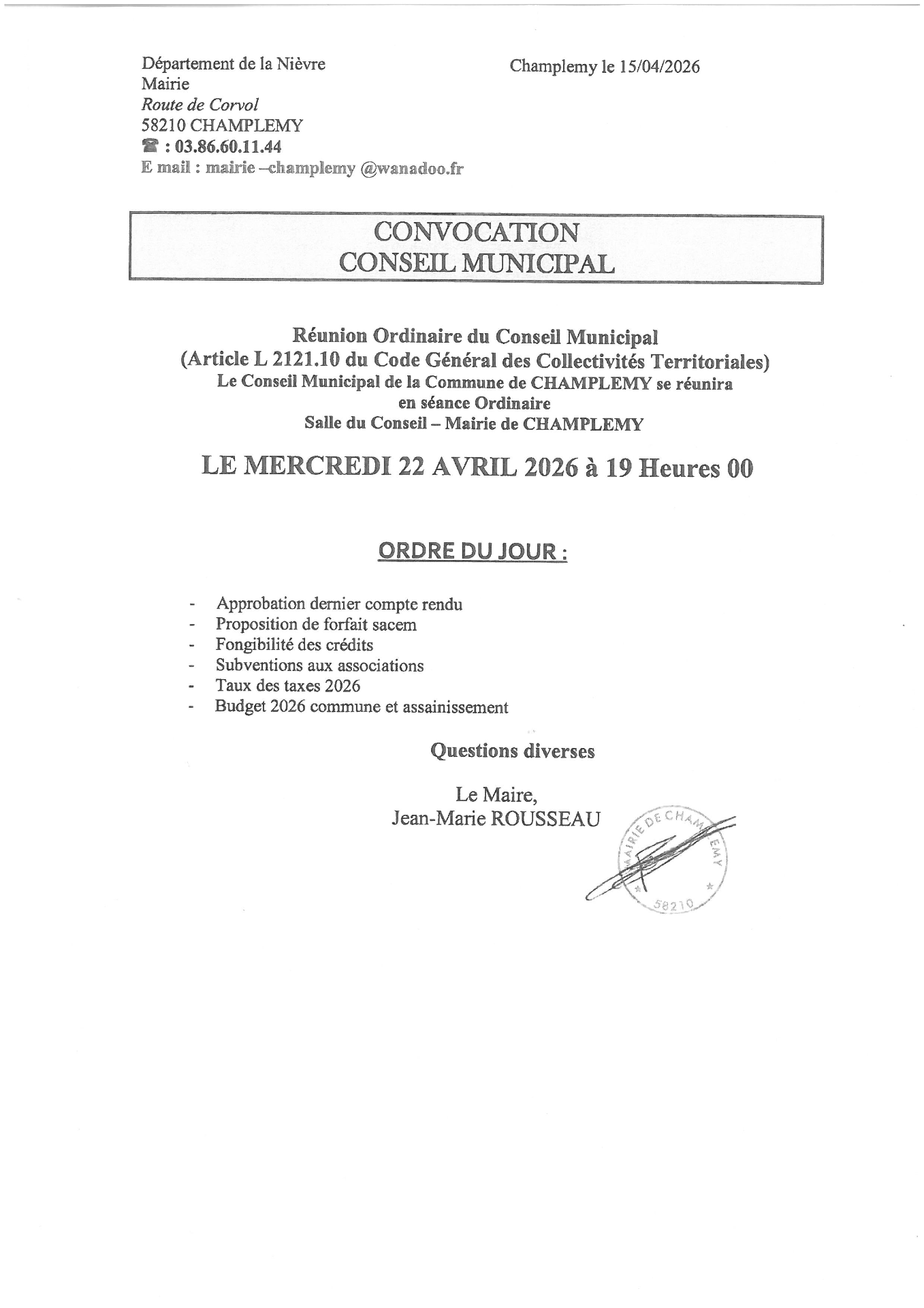 reunion conseil 22 avril