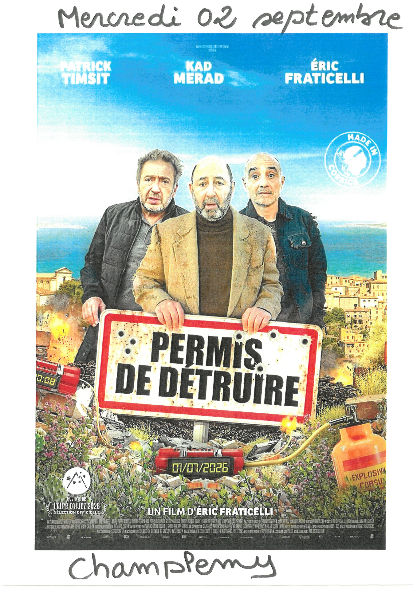 film "Permis de détruire" le mercredi 02 septembre 2026 à 20h