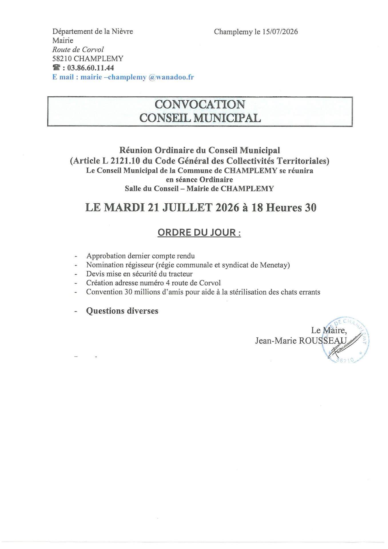 réunion conseil municipal 21 juillet 